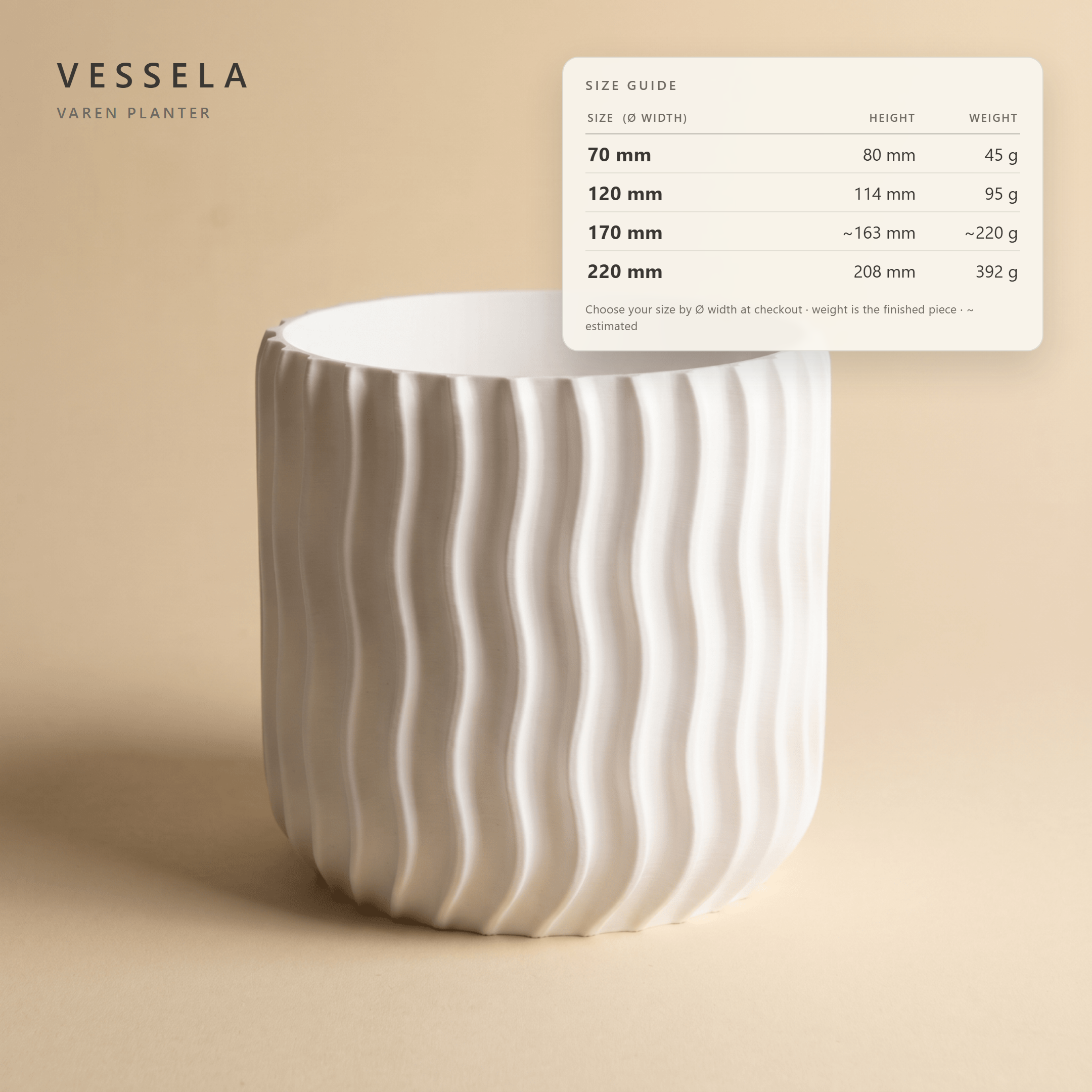 Varen Planter — size guide: width, height & weight