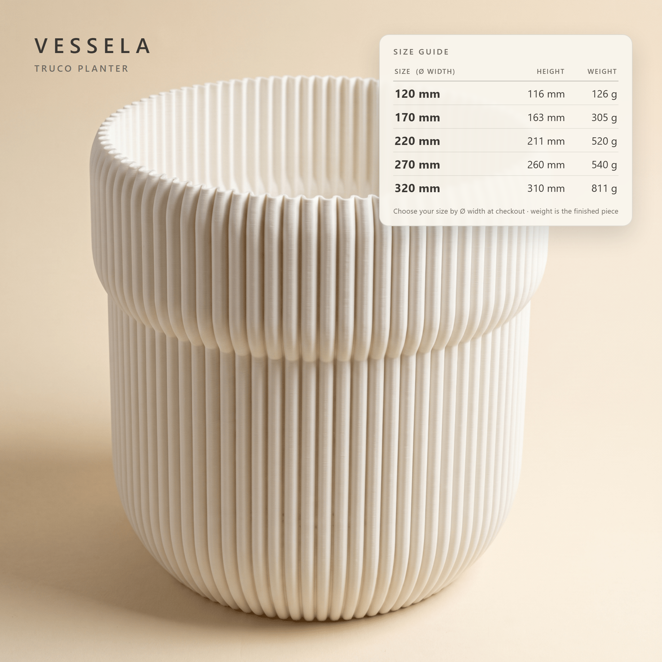 Truco Planter — size guide: width, height & weight