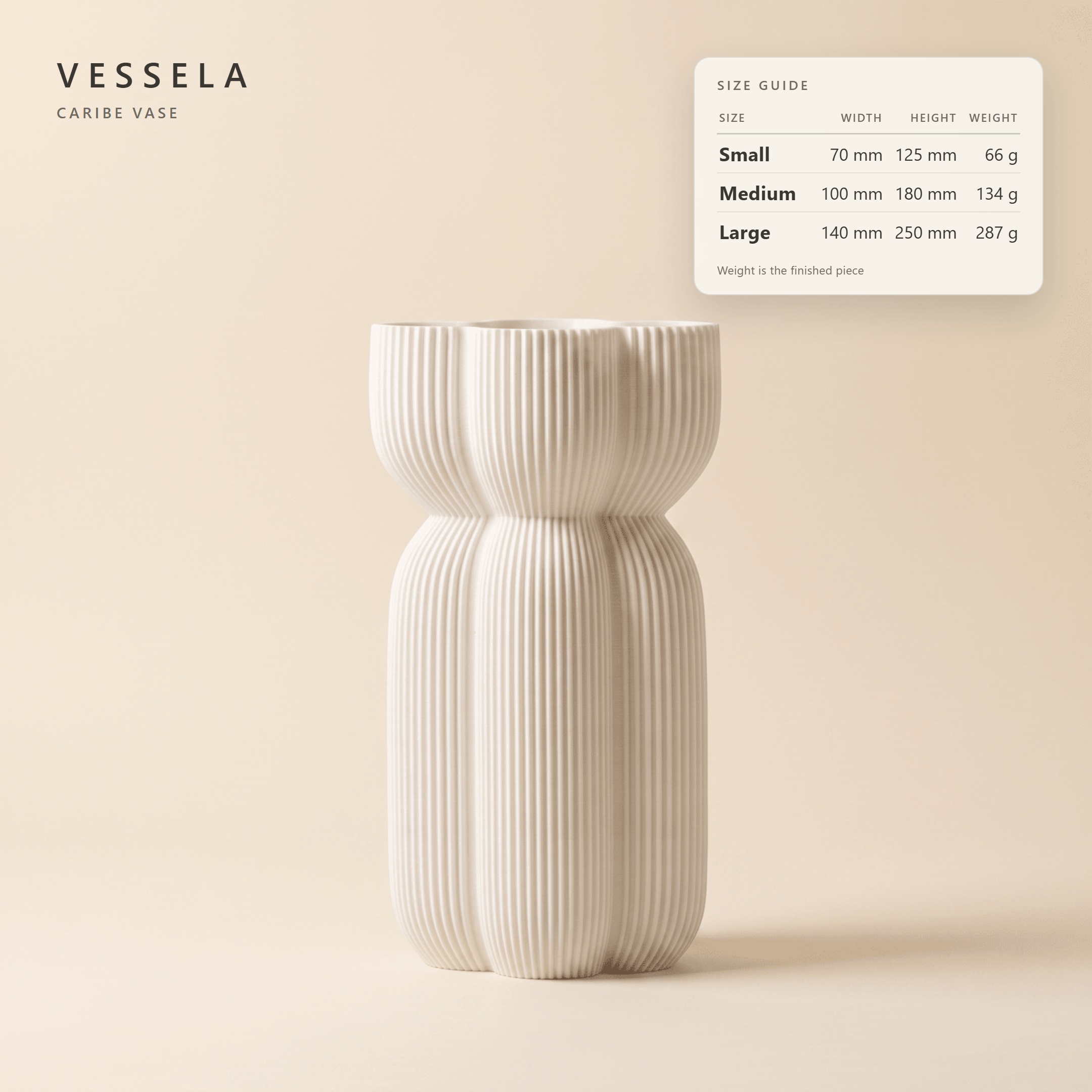 Caribe Vase — size guide: width, height & weight