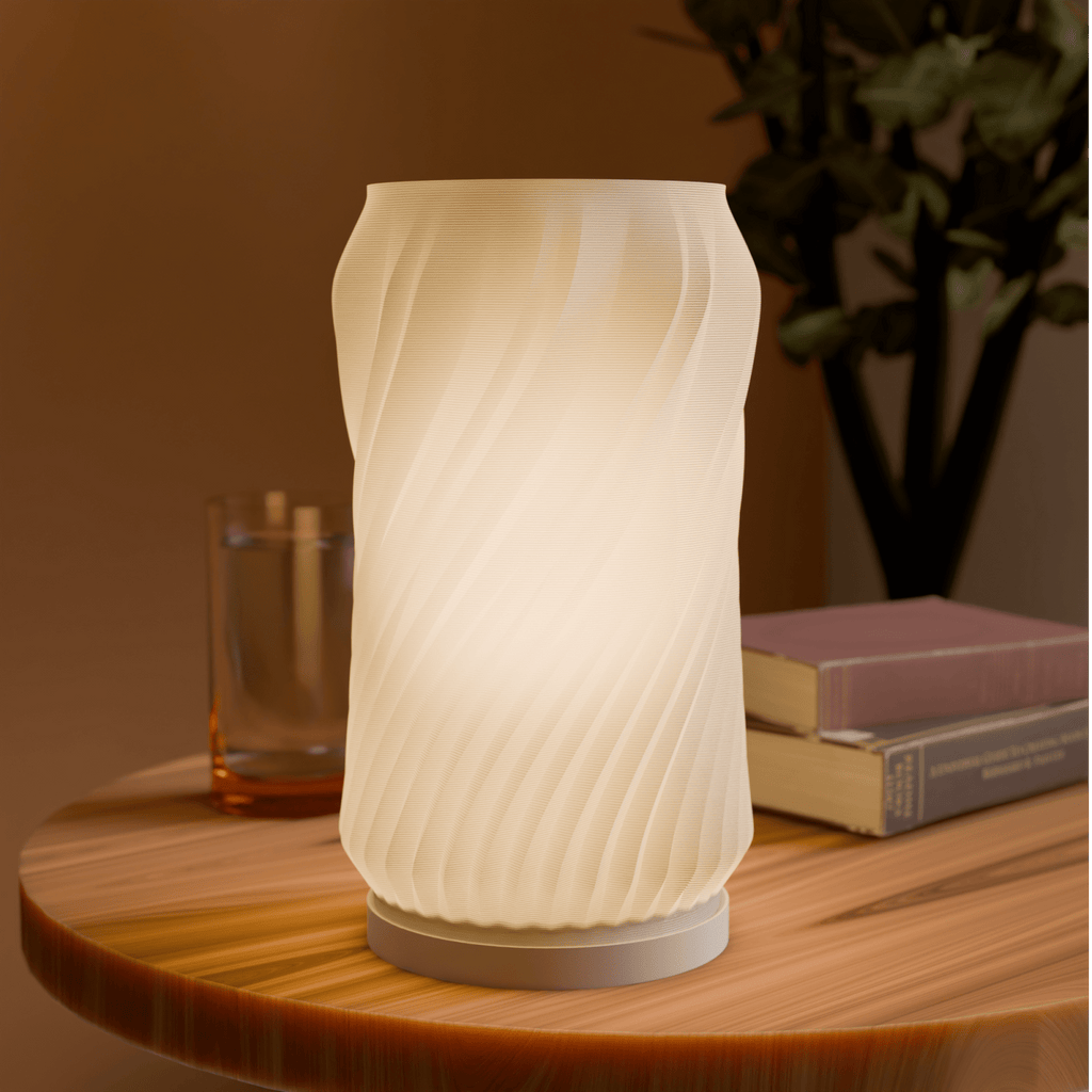 Minimalist Spiral lamp with a soft rising spiral form and ambient glow, made in Australia - view 2