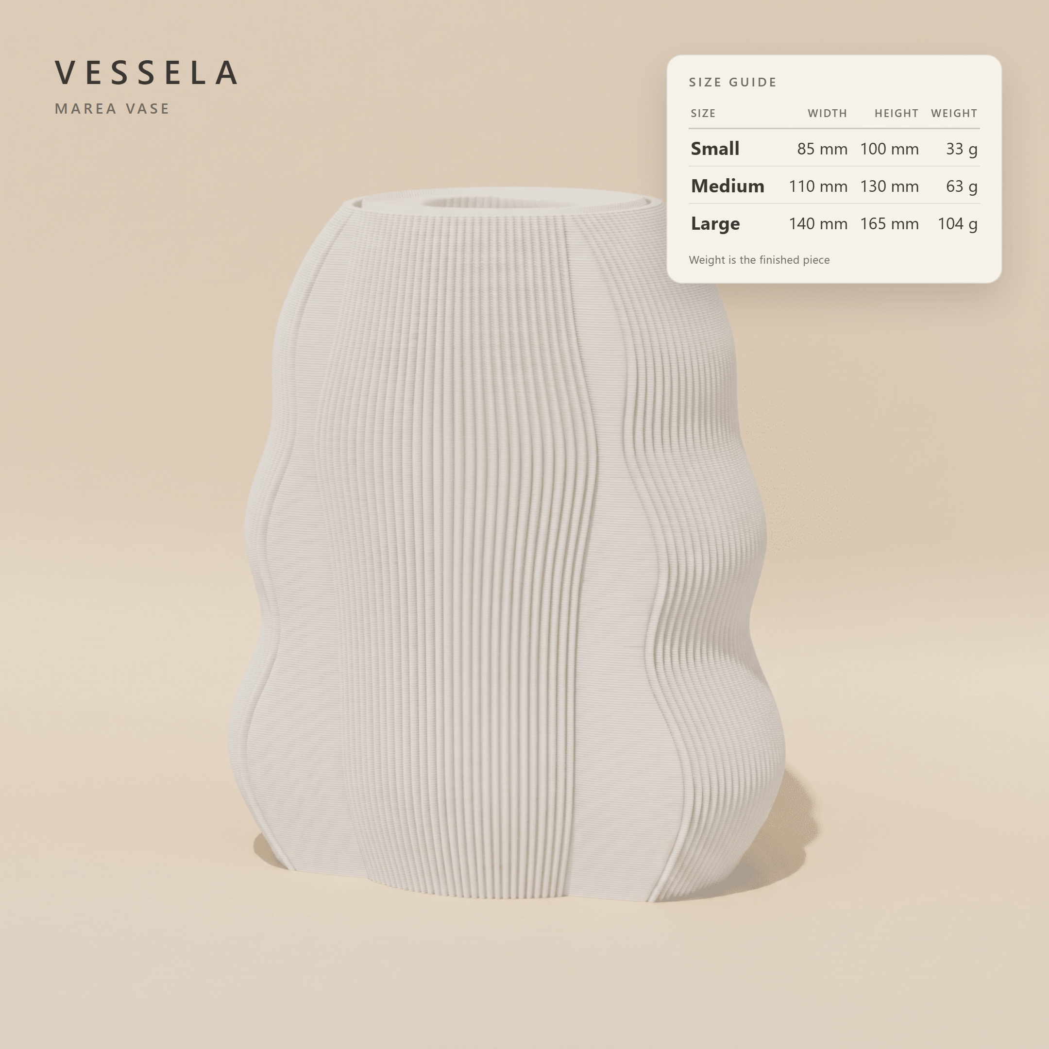 Marea Vase — size guide: width, height & weight
