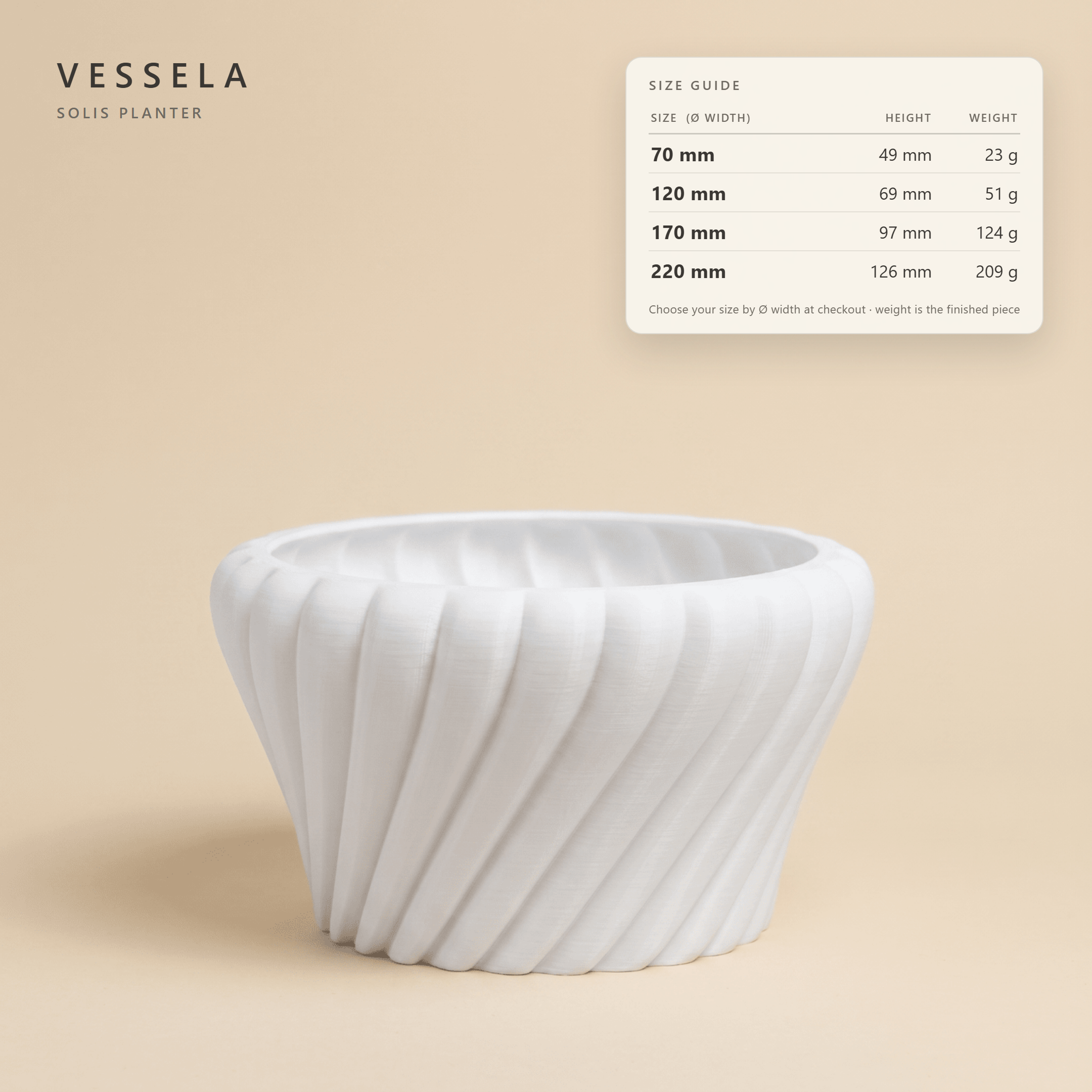 Solis Planter — size guide: width, height & weight