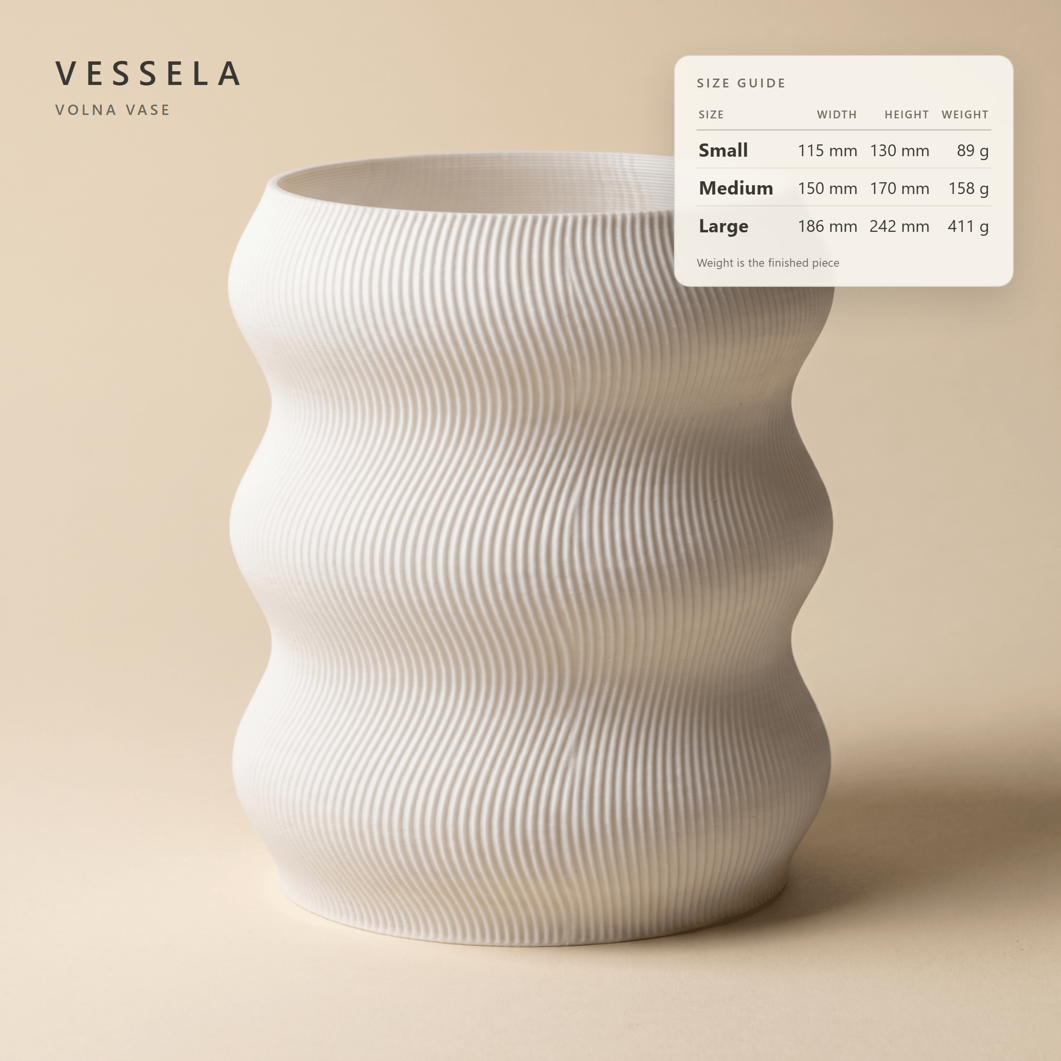 Volna Vase — size guide: width, height & weight