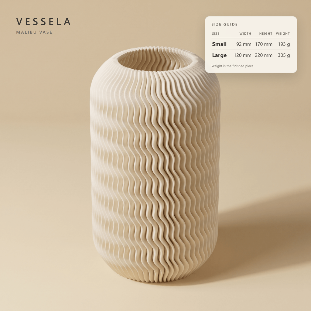 Malibu Vase — size guide: width, height & weight