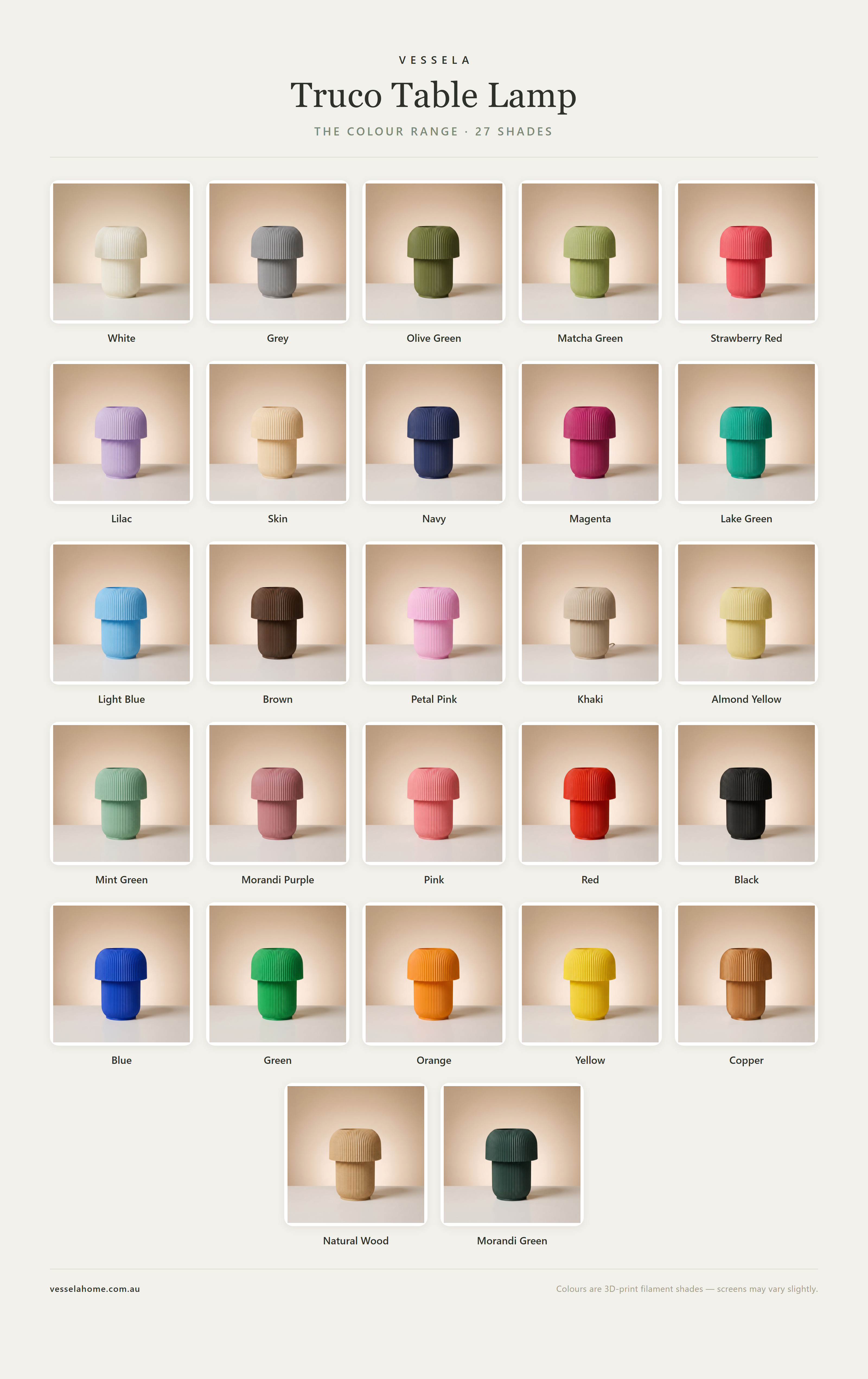 Truco Table Lamp colour range - 27 shades