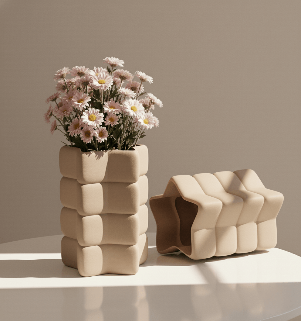 Star vase with a bold star-shaped silhouette and softly rounded edges, 3D printed in Australia