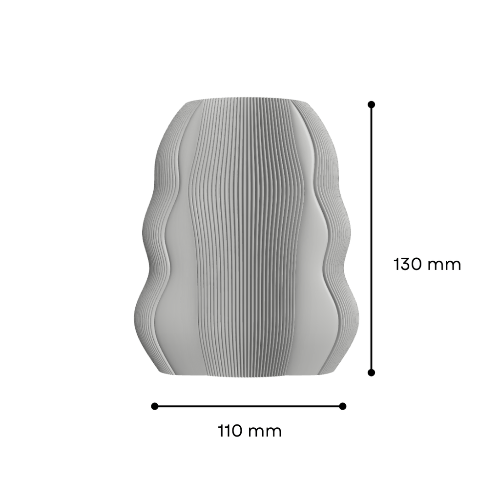 Marea vase with rippling water-inspired texture, 3D printed in Australia - view 2