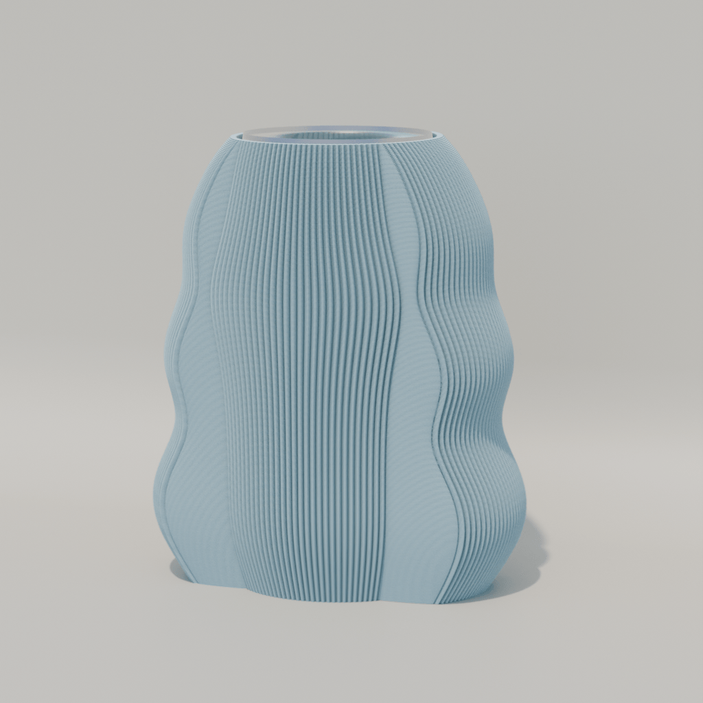 Marea vase with rippling water-inspired texture, 3D printed in Australia