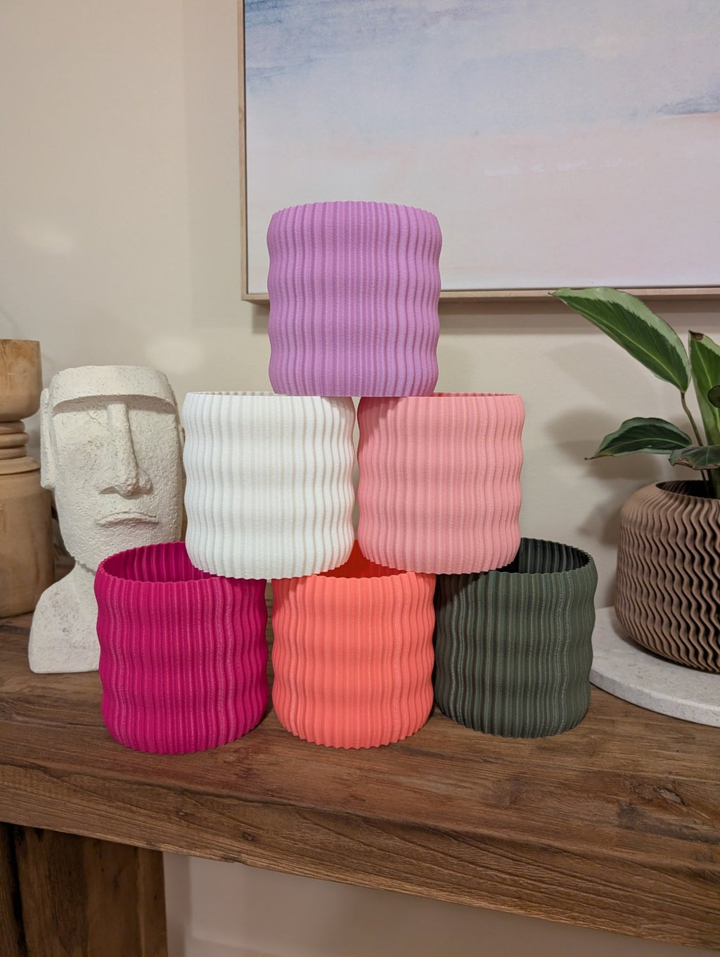 Rivo planter with a soft flowing water-inspired texture, 3D printed from plant-based PLA in Australia - view 7