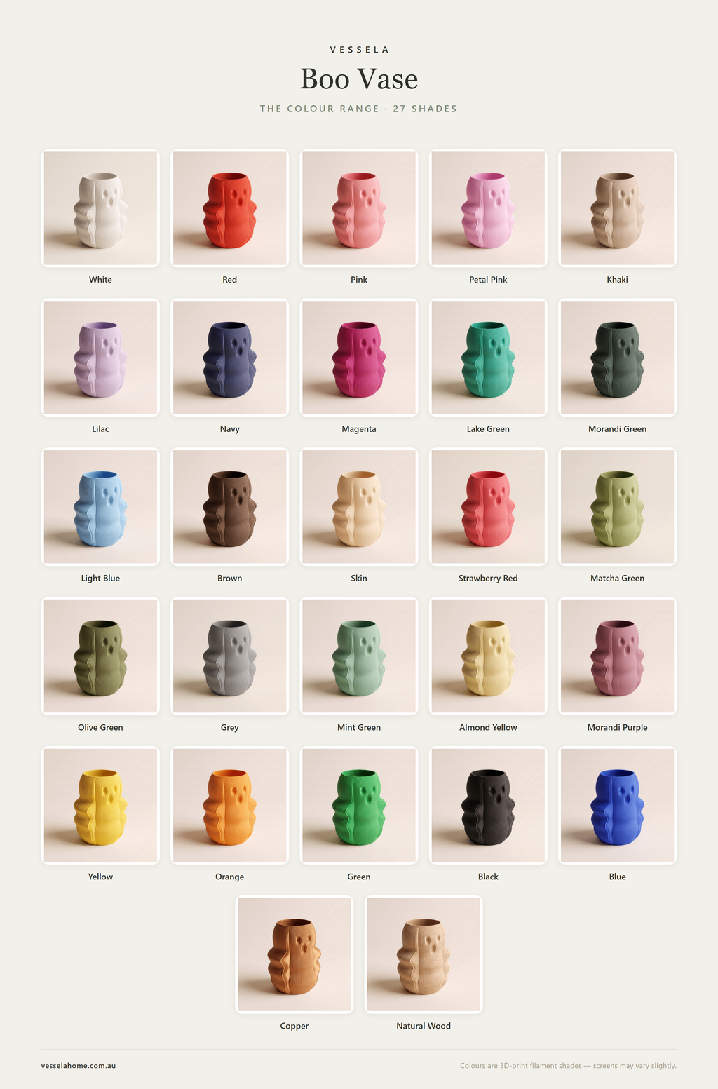Boo Vase — The Colour Range · 27 Shades