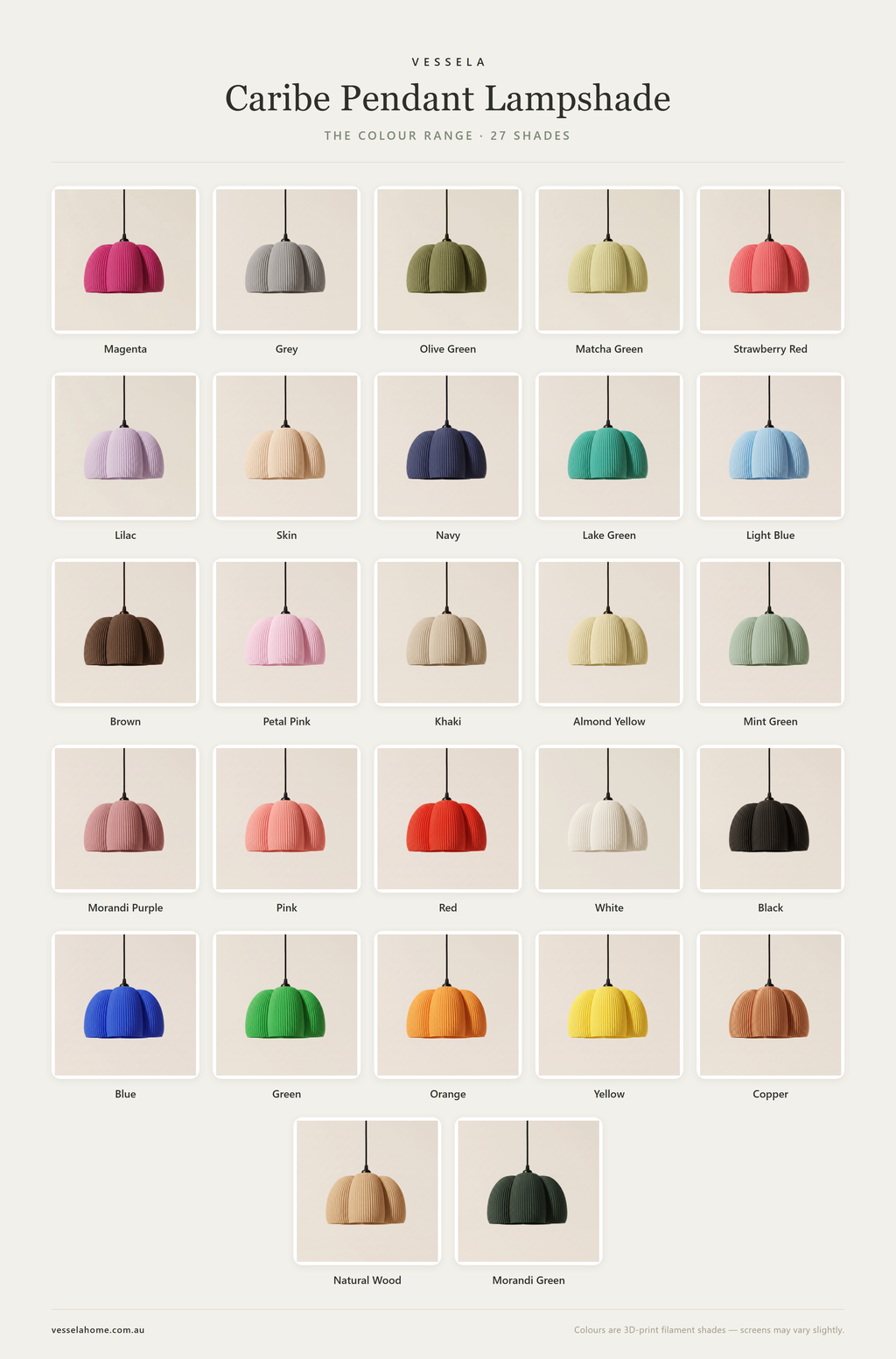 Caribe Pendant Lampshade — The Colour Range · 27 Shades