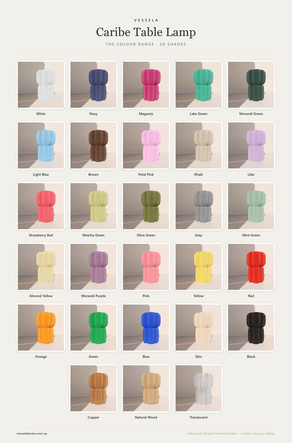 Caribe Table Lamp — The Colour Range · 27 Shades