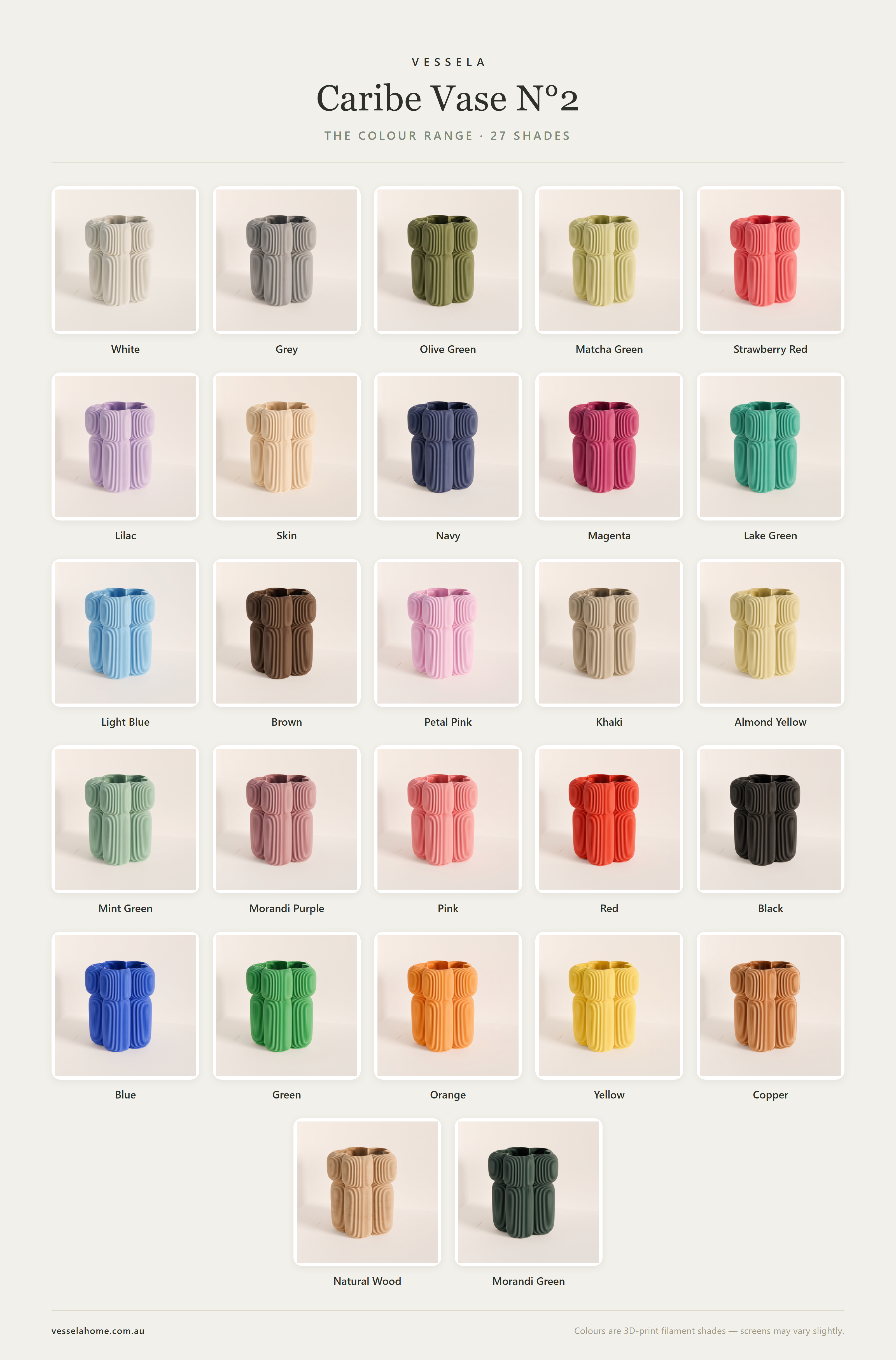 Caribe Vase N°2 colour range