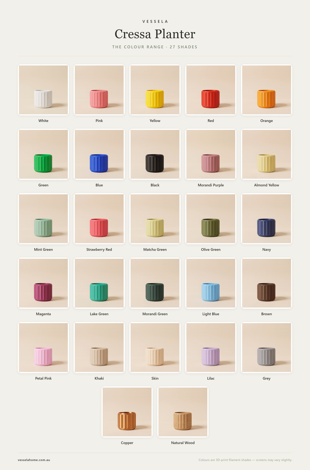 Cressa Planter — The Colour Range · 27 Shades