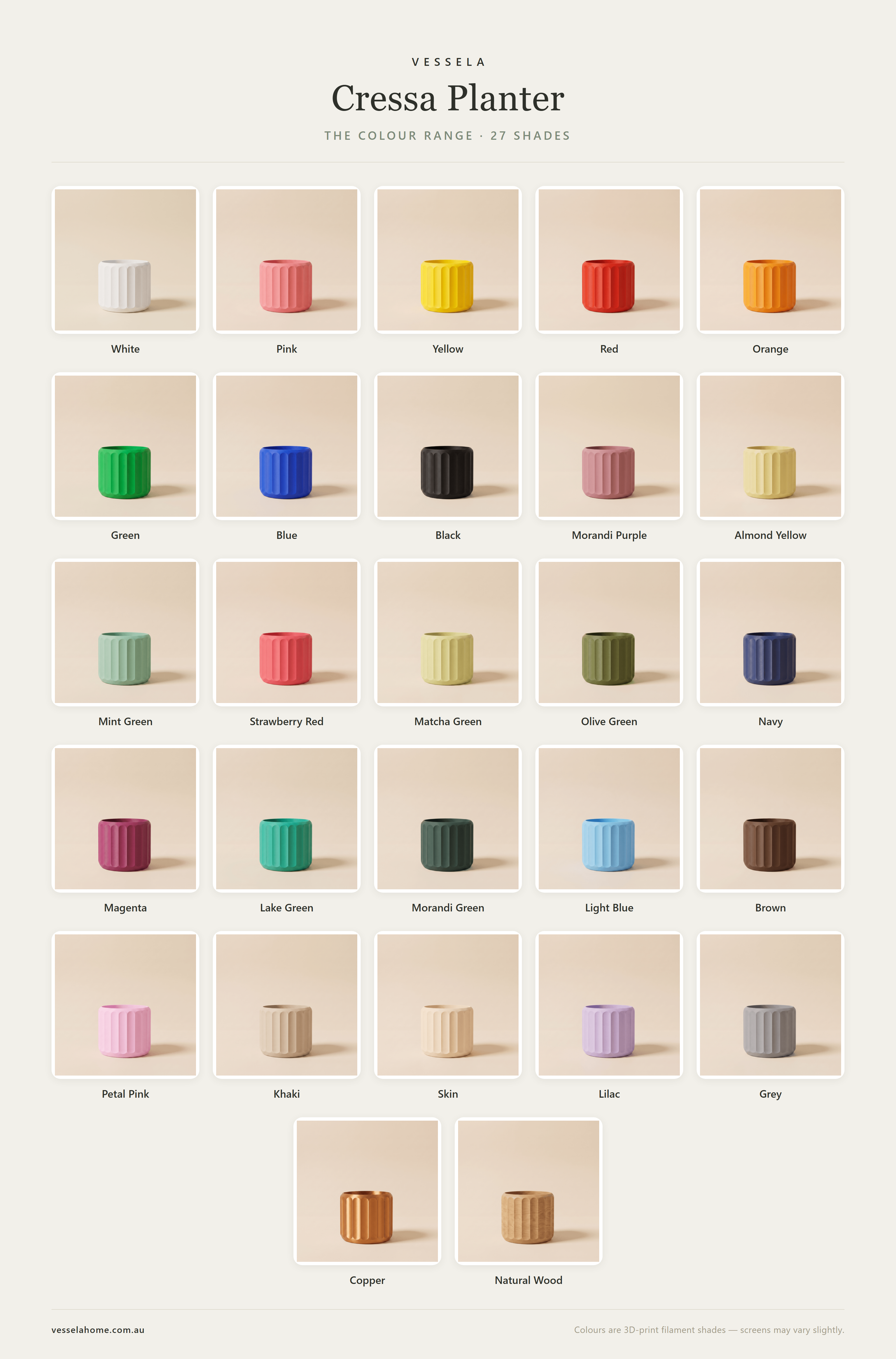 Cressa Planter — The Colour Range · 27 Shades