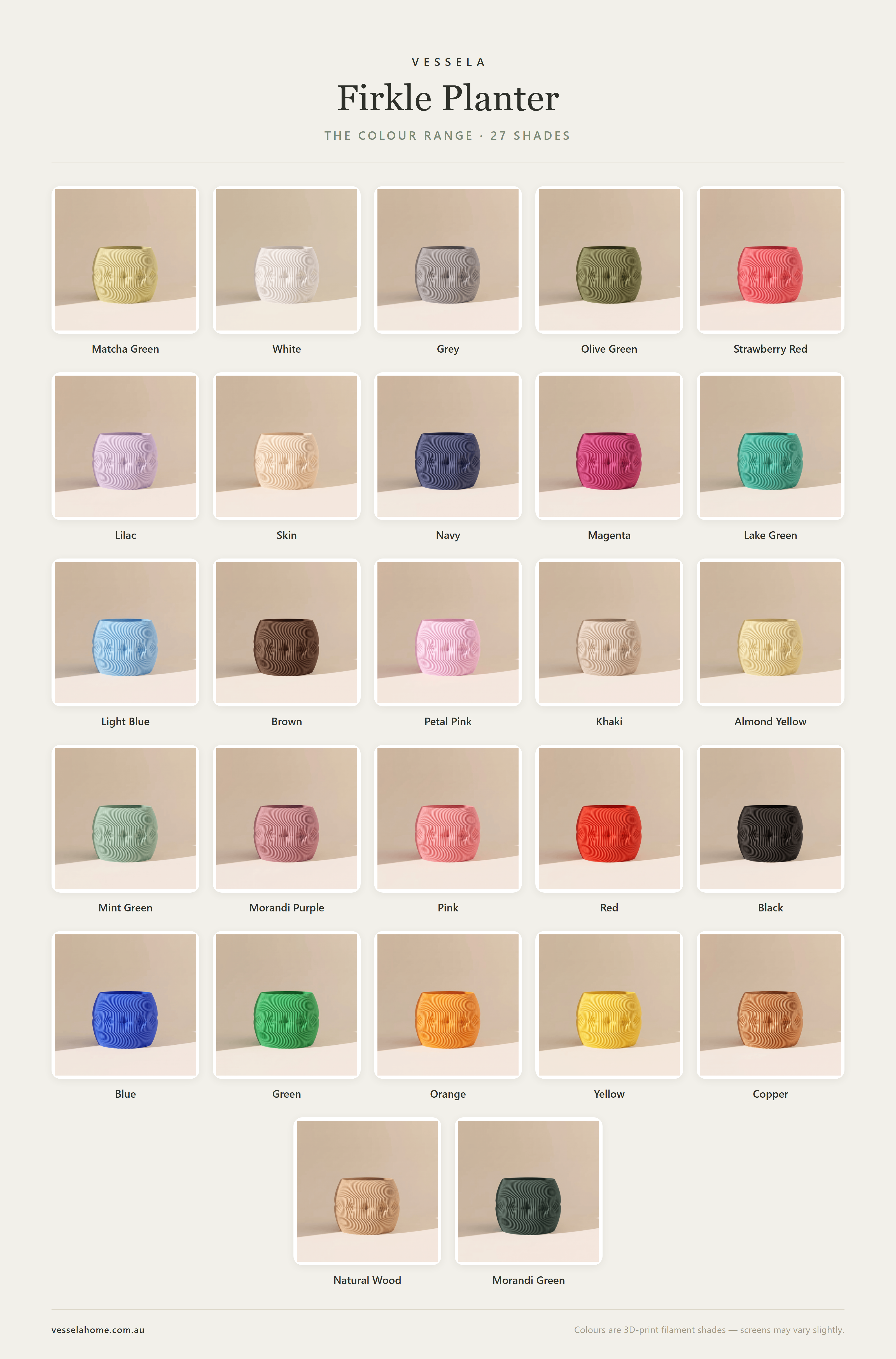 Firkle Planter — The Colour Range · 27 Shades