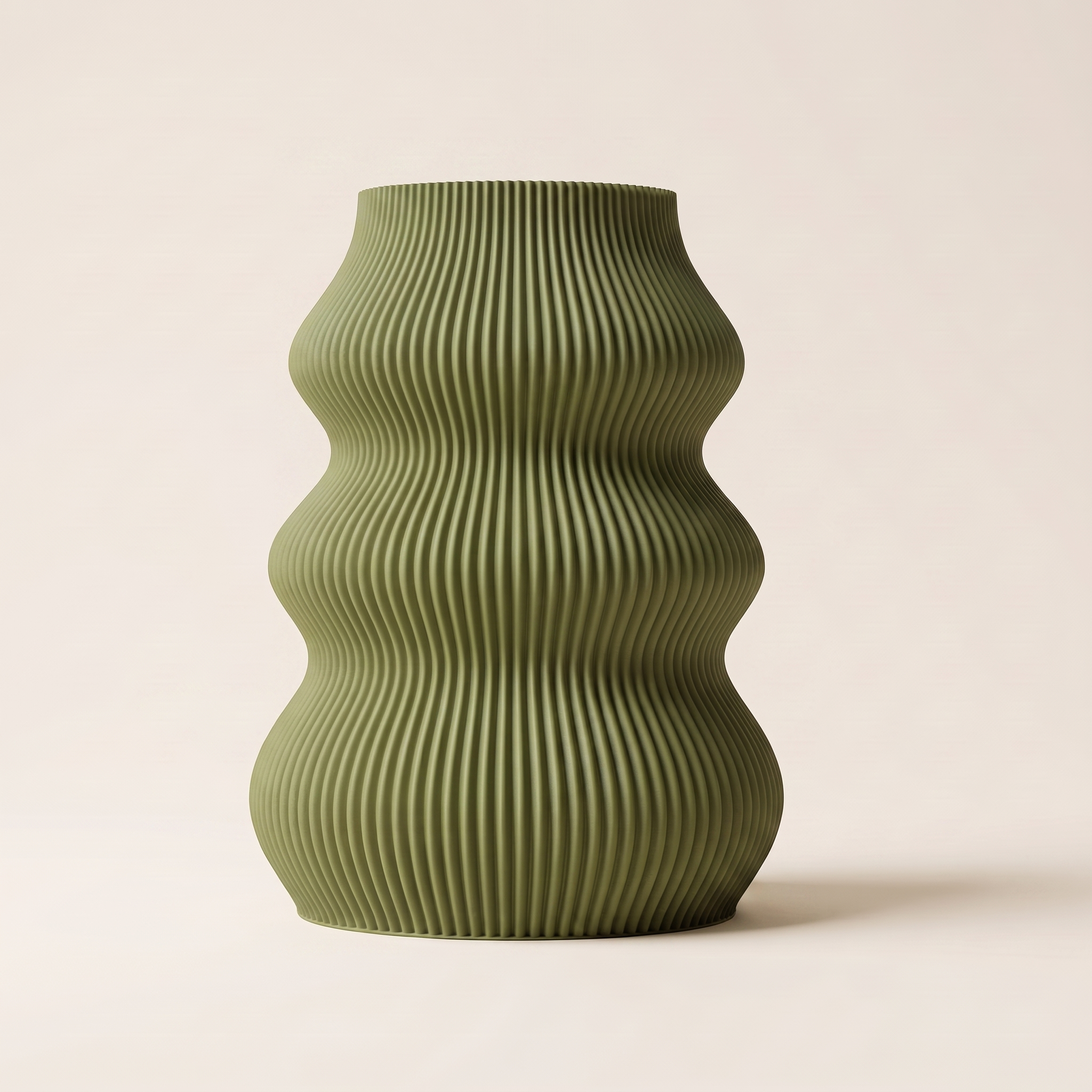Isla vase in Olive Green — matte 3D printed, made in Australia
