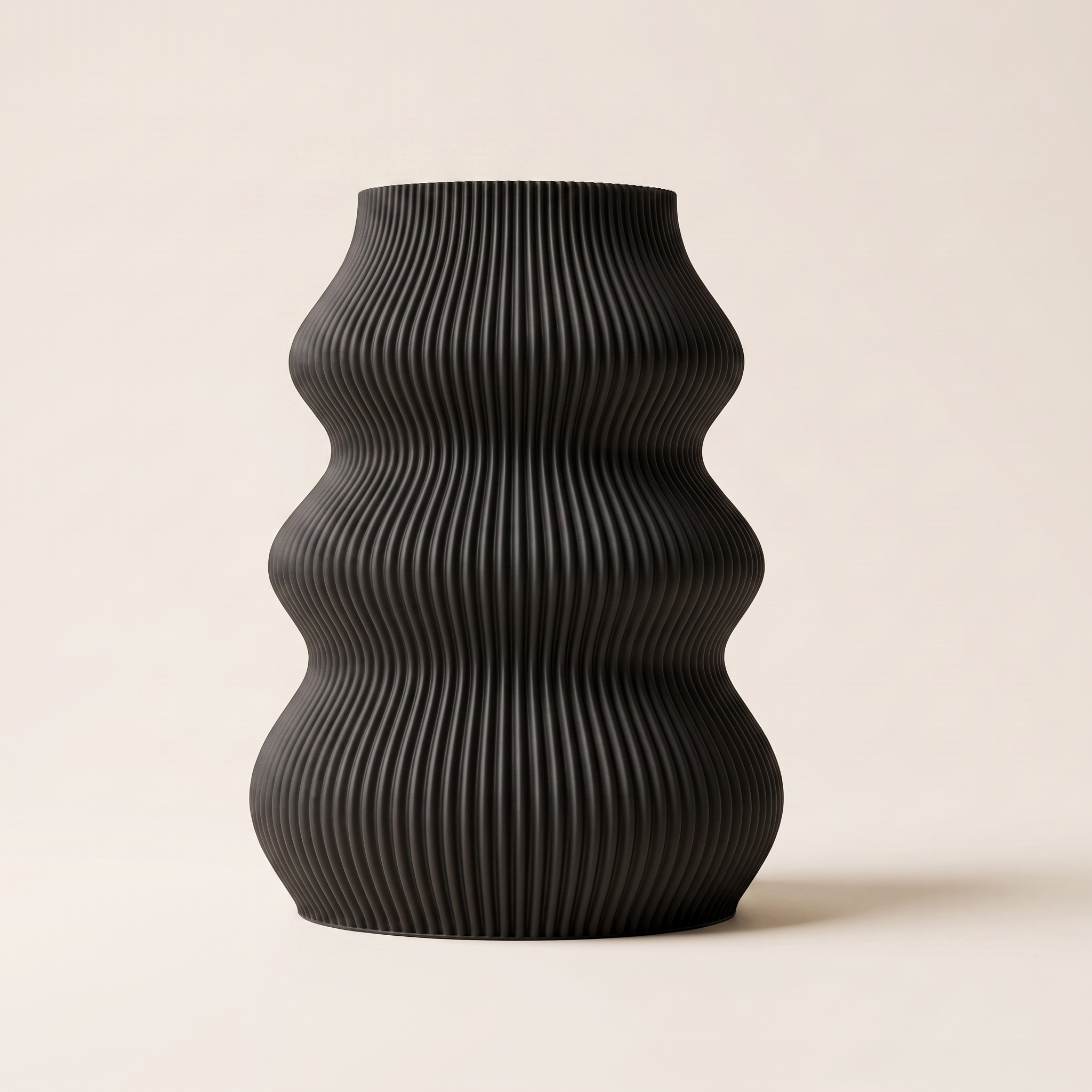 Isla vase in Black — matte 3D printed, made in Australia