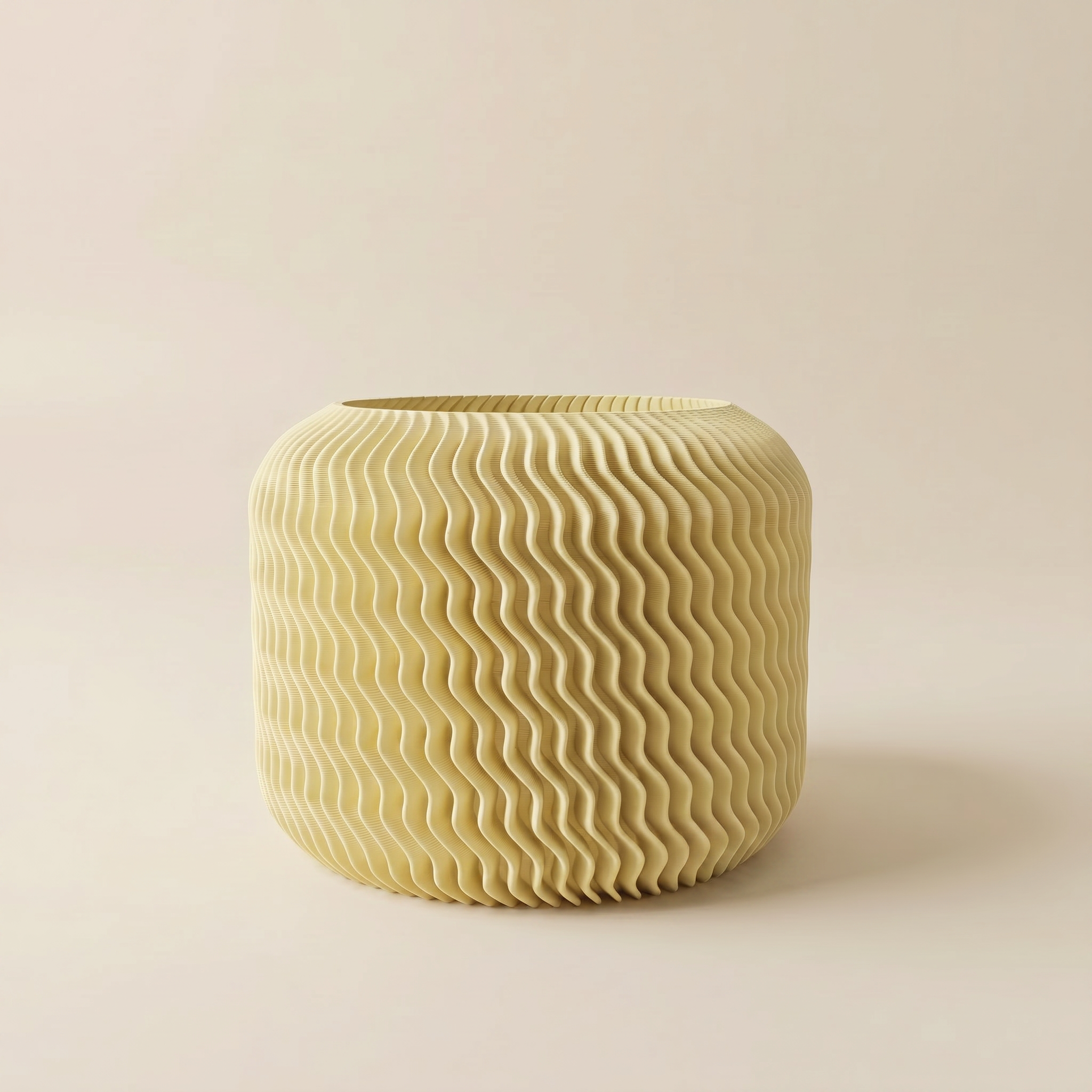 Malibu planter in Almond Yellow — matte 3D printed, made in Australia