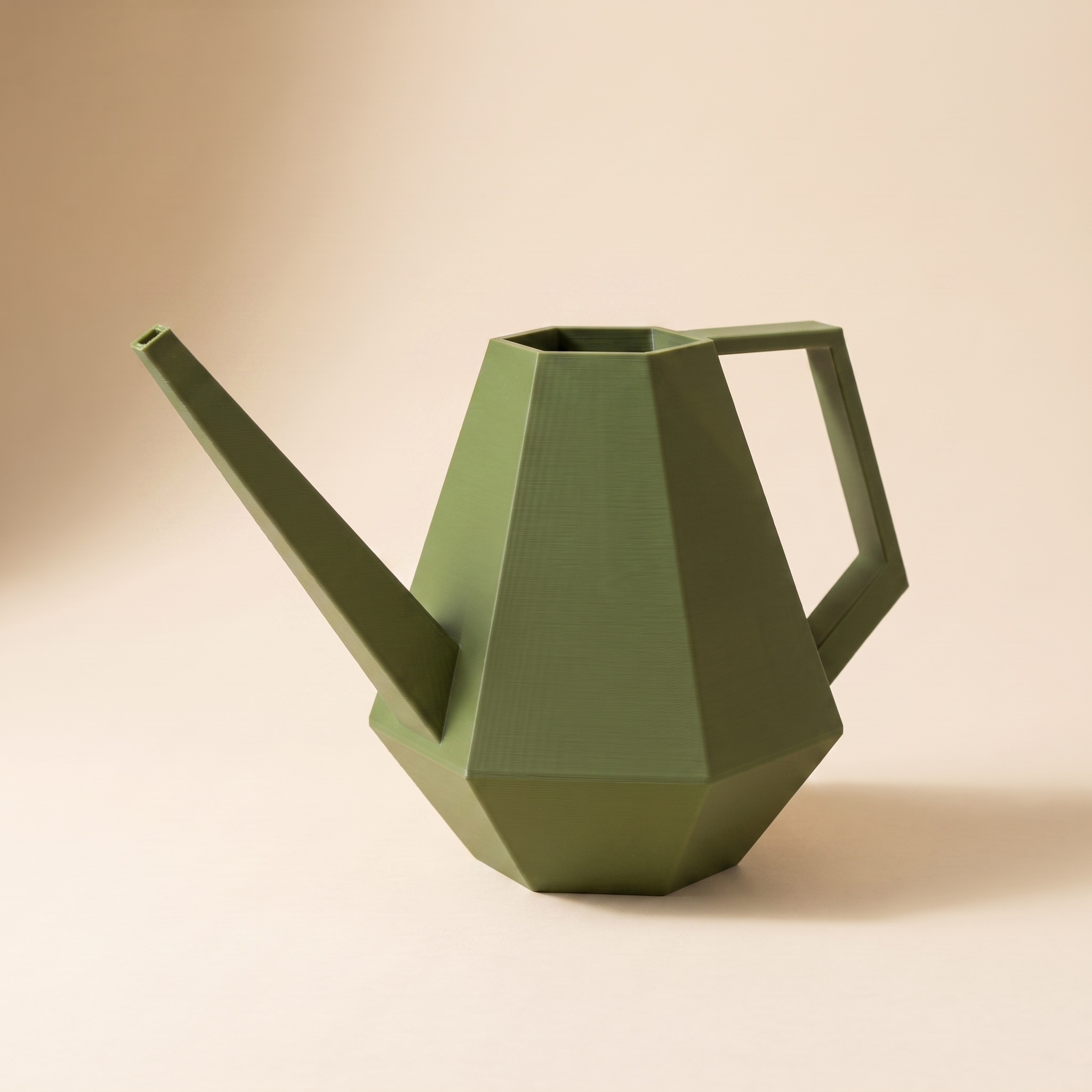 Facet Watering Can - Olive Green