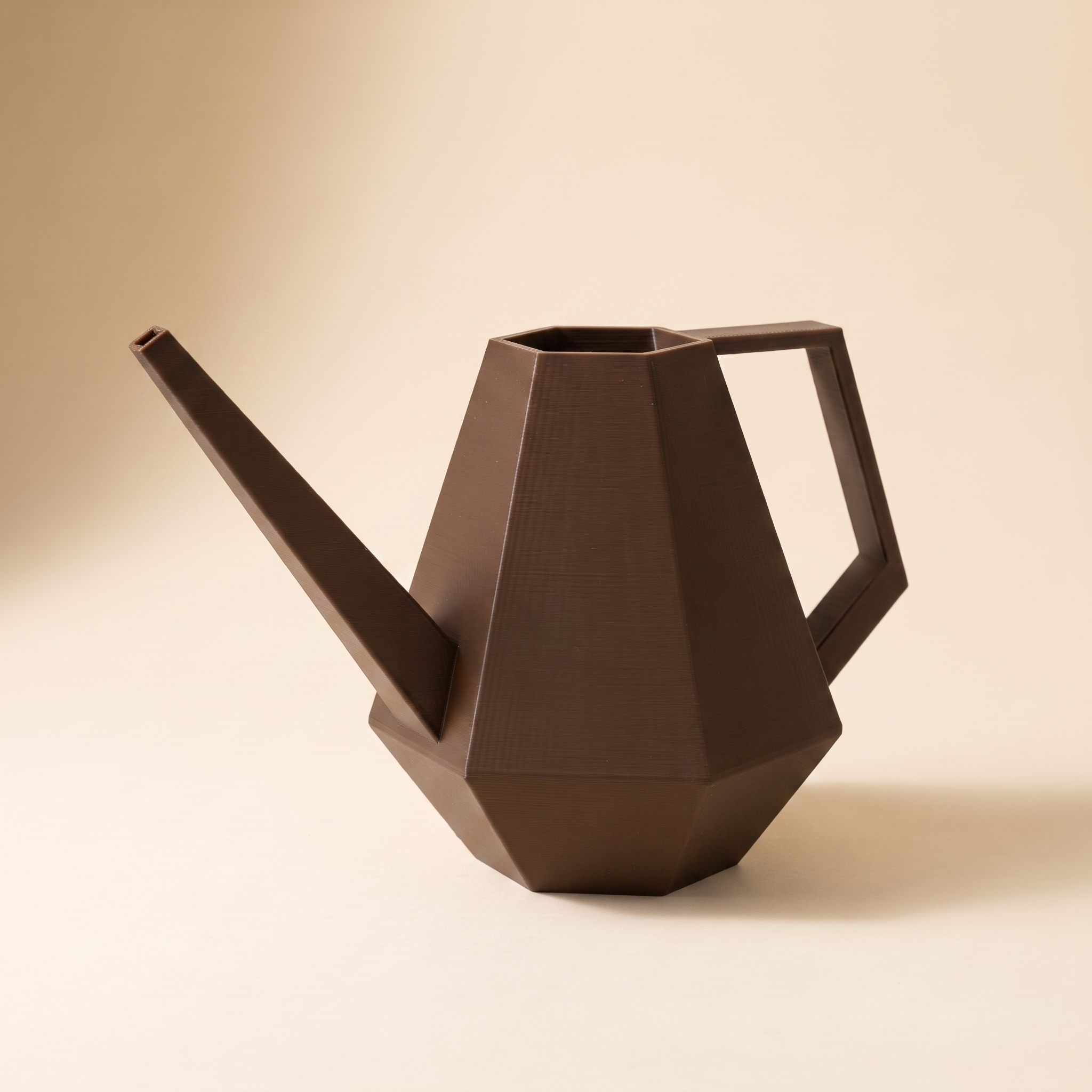 Facet Watering Can - Brown