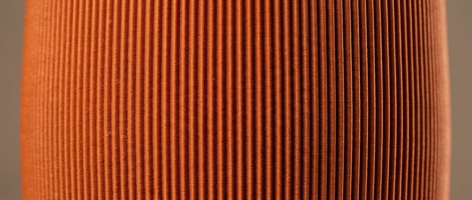 Niza Vase surface detail — 3D-printed fuzzy-skin ribbed texture