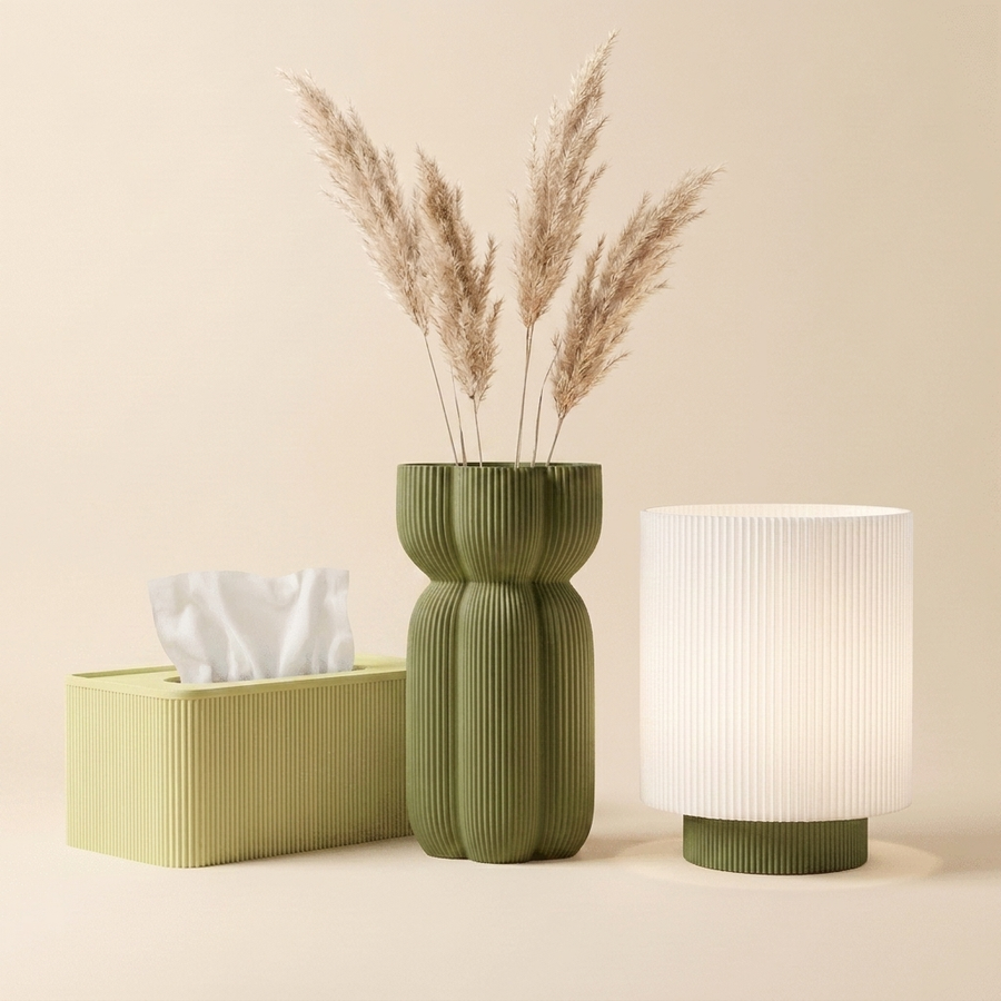 The Bedside Edit — Tissue Box, Vase & Table Lamp Set