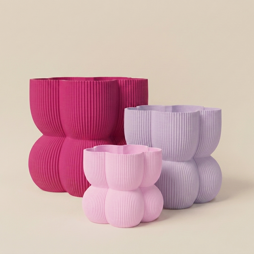 The Caribe Trio nesting planter set in Pink Punch — petal pink, lilac and magenta gradient