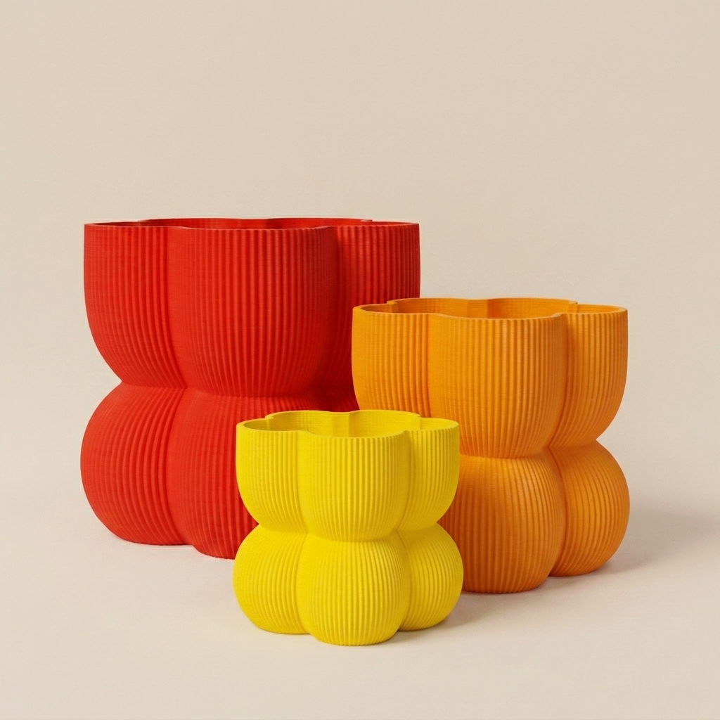The Caribe Trio nesting planter set in Citrus Pop — yellow, orange and red gradient