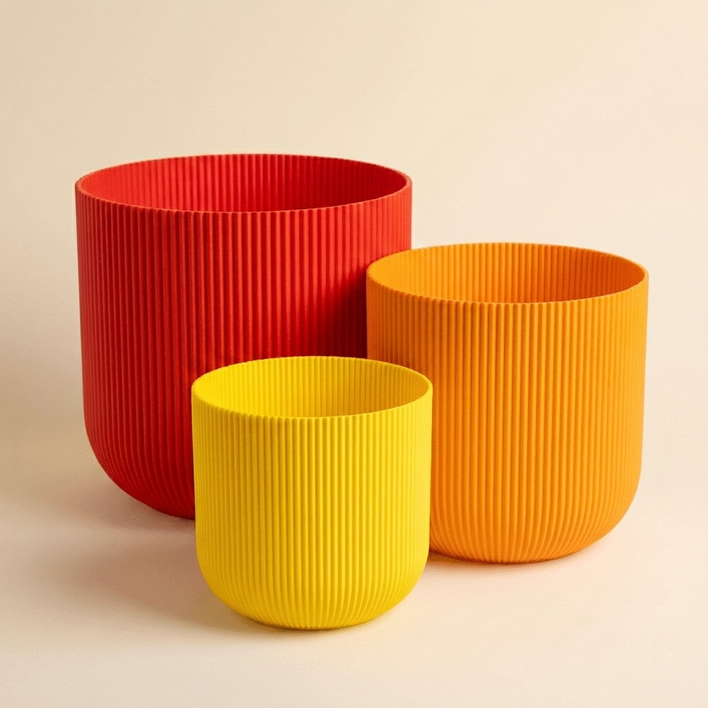 The Forma Trio nesting planter set in Citrus Pop — yellow, orange and red gradient