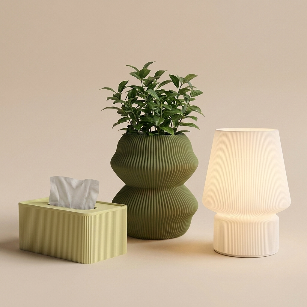 The Reading Nook in Fresh Greens — olive planter, matcha tissue box, glowing lamp