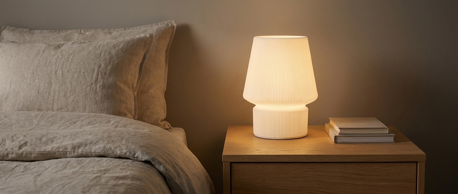 Warm, neutral or daylight — tuned from a button on the cord.
