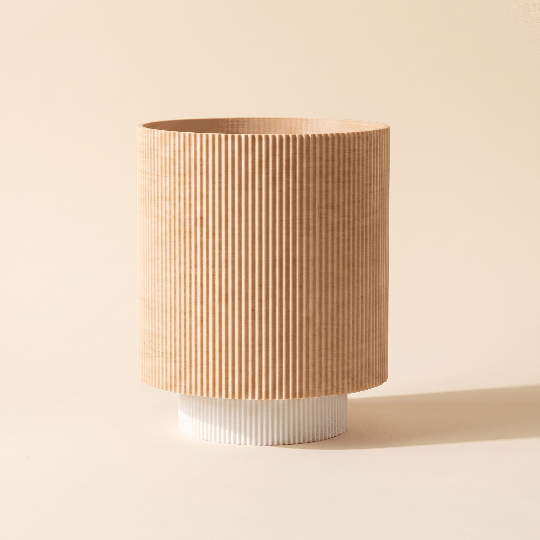 Niza Table Lamp — Natural Wood shade, White base