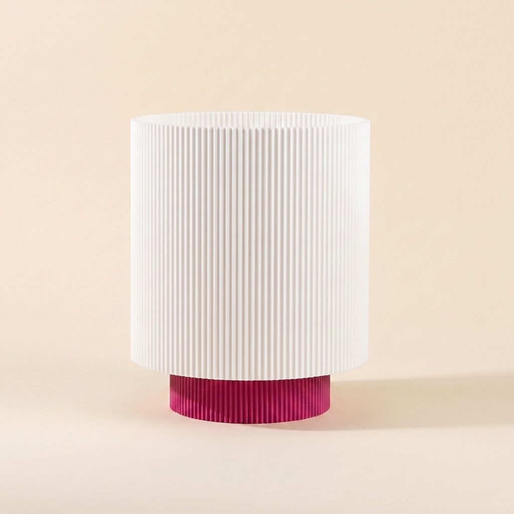Niza Table Lamp — White shade, Magenta base