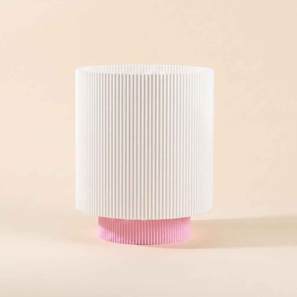 Niza Table Lamp — White shade, Petal Pink base