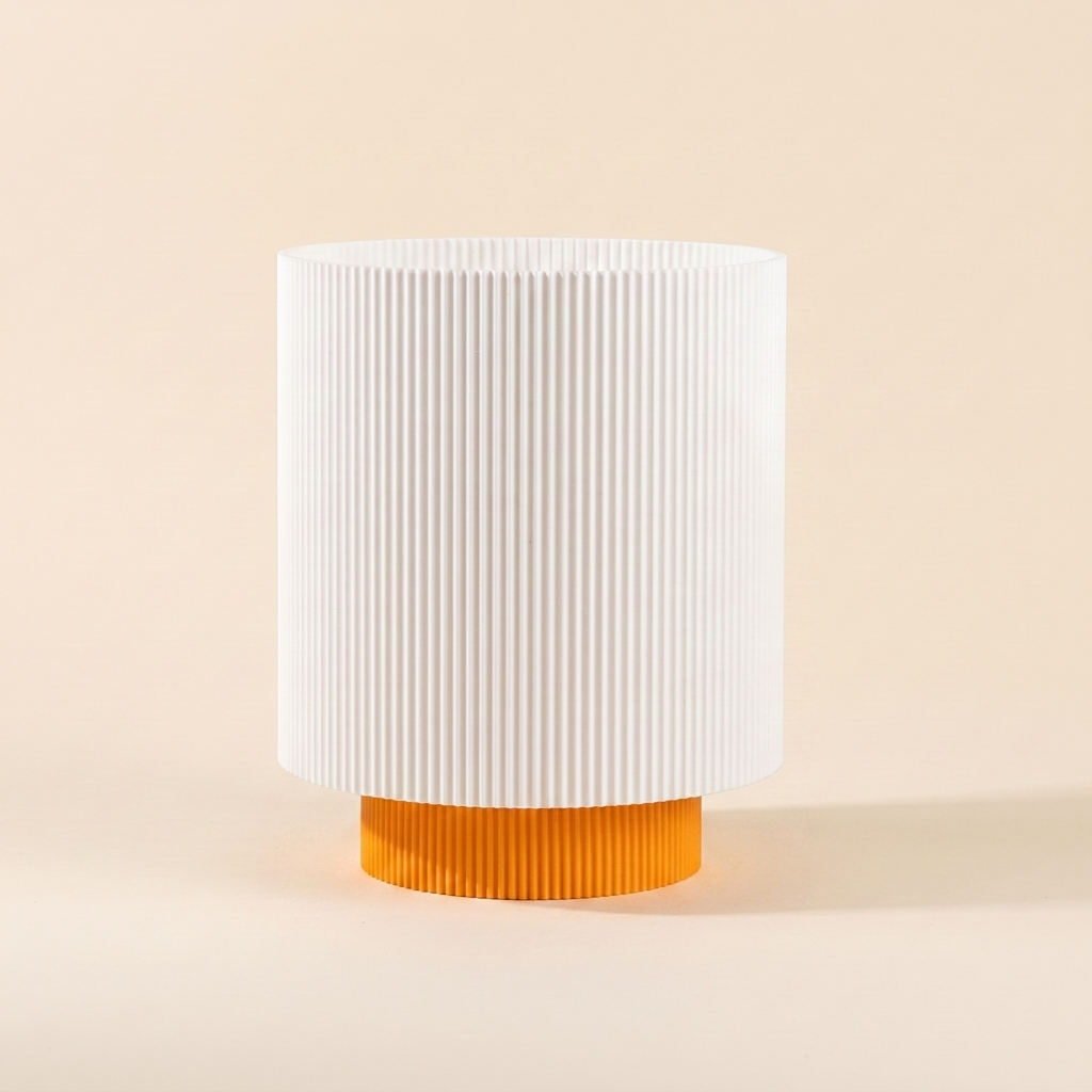 Niza Table Lamp — White shade, Orange base