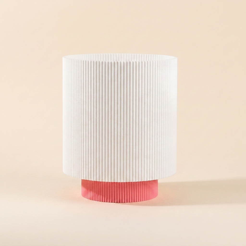 Niza Table Lamp — White shade, Pink base