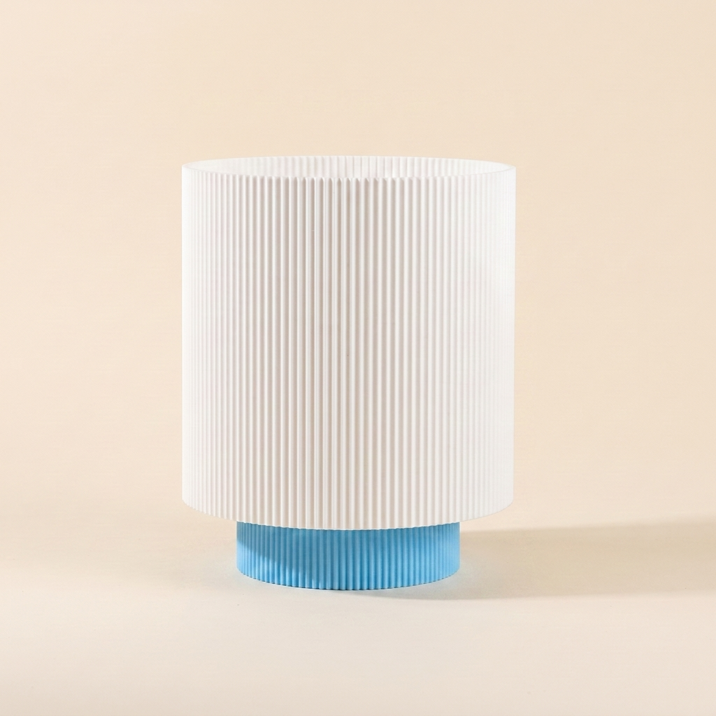 Niza Table Lamp — White shade, Light Blue base