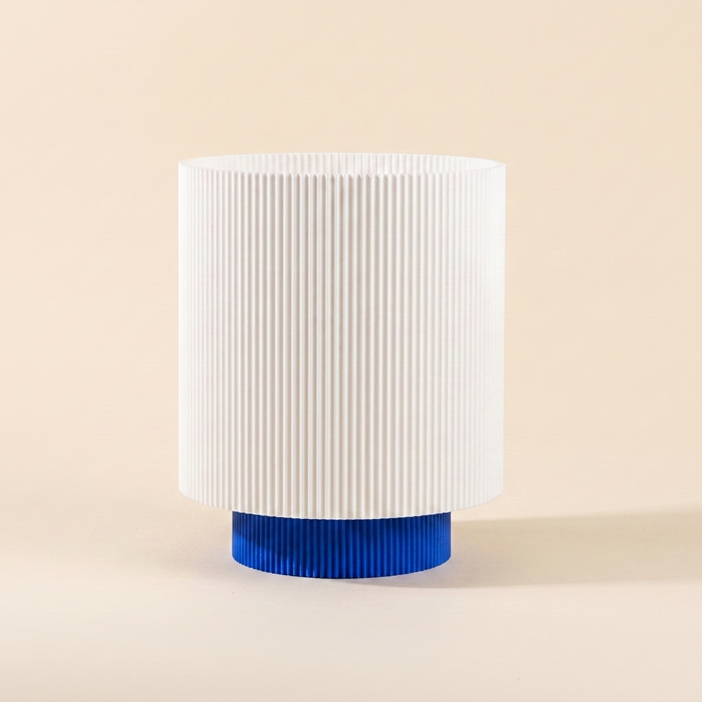 Niza Table Lamp — White shade, Blue base