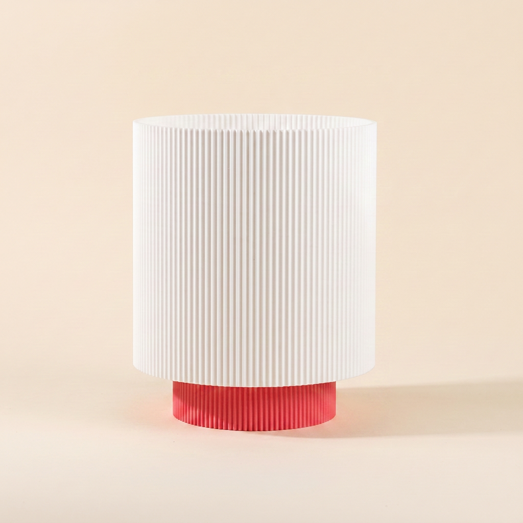 Niza Table Lamp — White shade, Strawberry Red base