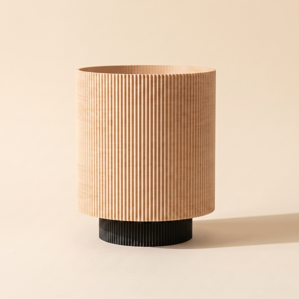 Niza Table Lamp — Natural Wood shade, Black base
