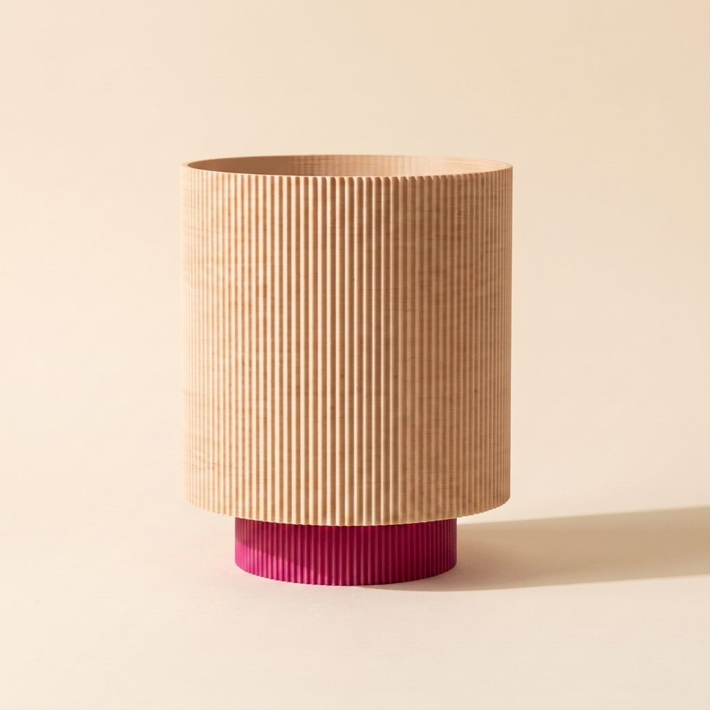 Niza Table Lamp — Natural Wood shade, Magenta base
