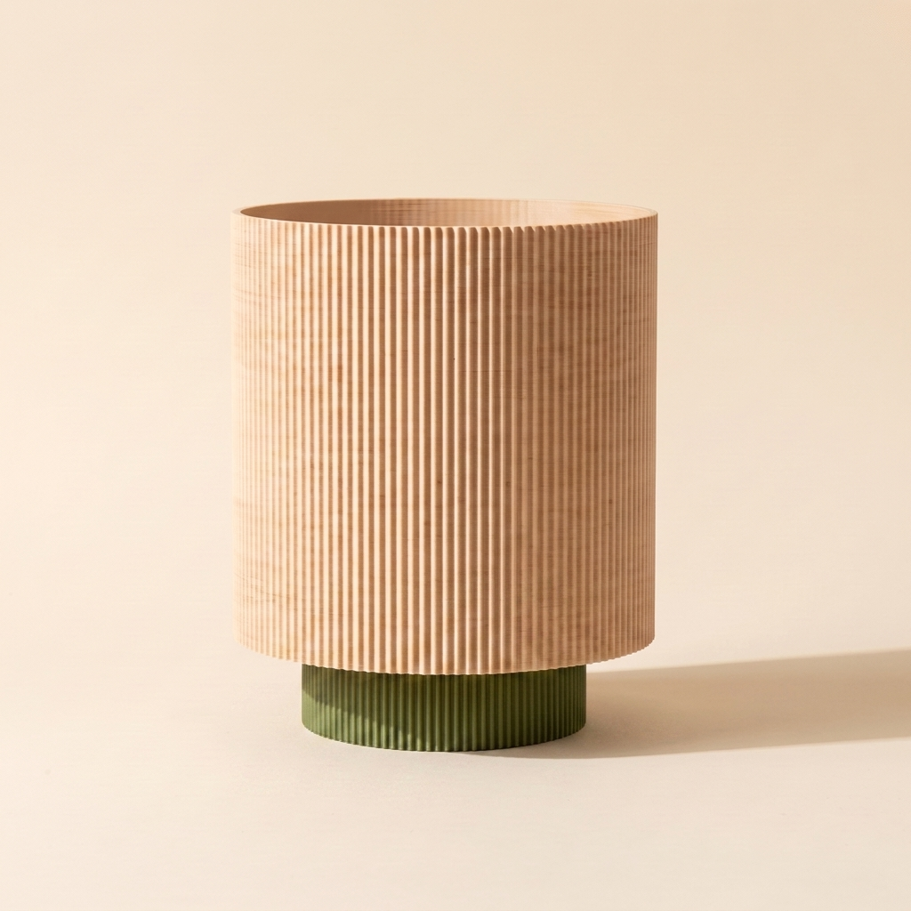 Niza Table Lamp — Natural Wood shade, Olive Green base