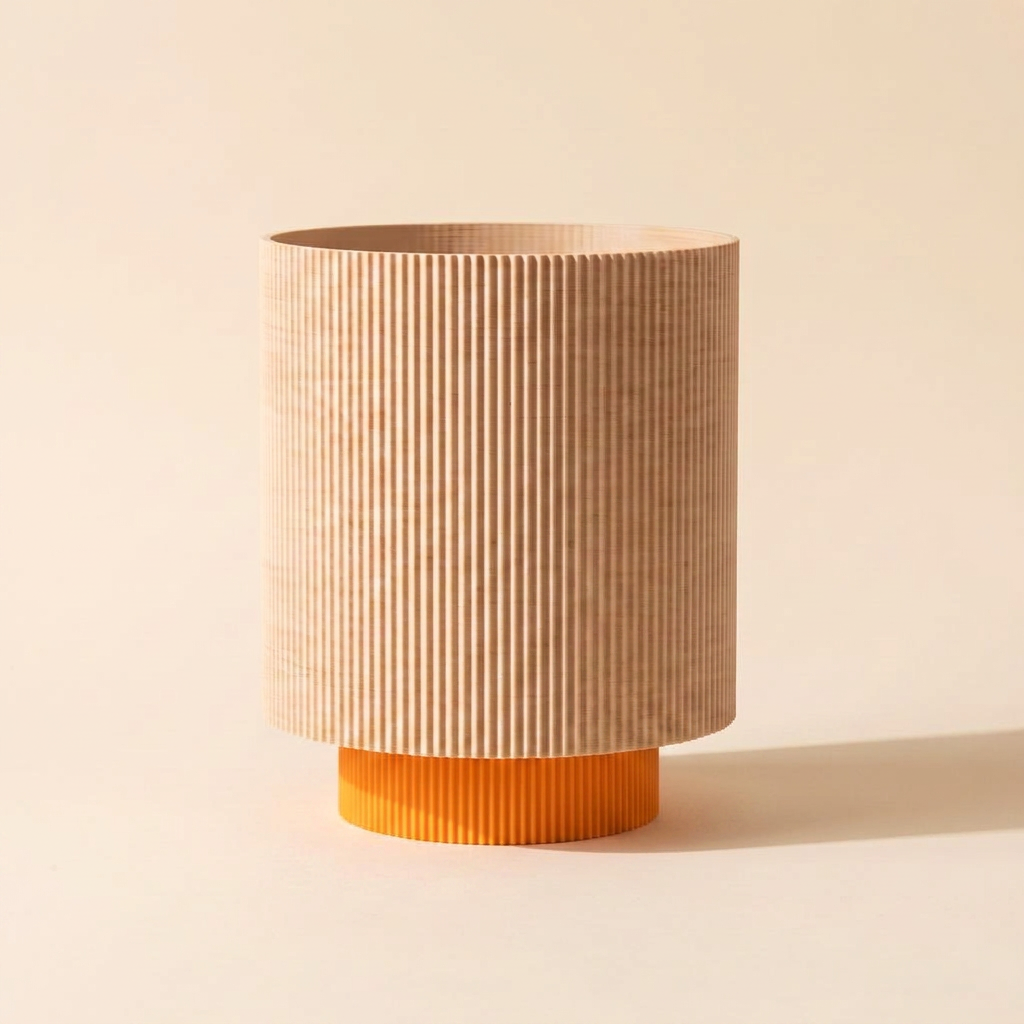 Niza Table Lamp — Natural Wood shade, Orange base