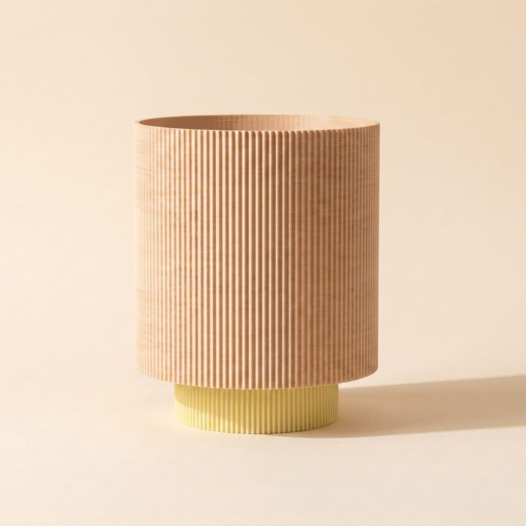 Niza Table Lamp — Natural Wood shade, Almond Yellow base