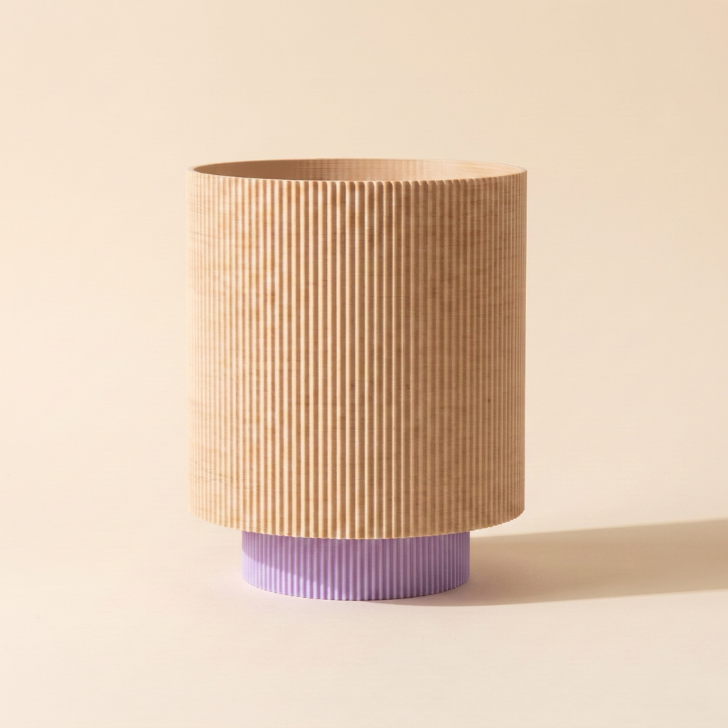 Niza Table Lamp — Natural Wood shade, Lilac base