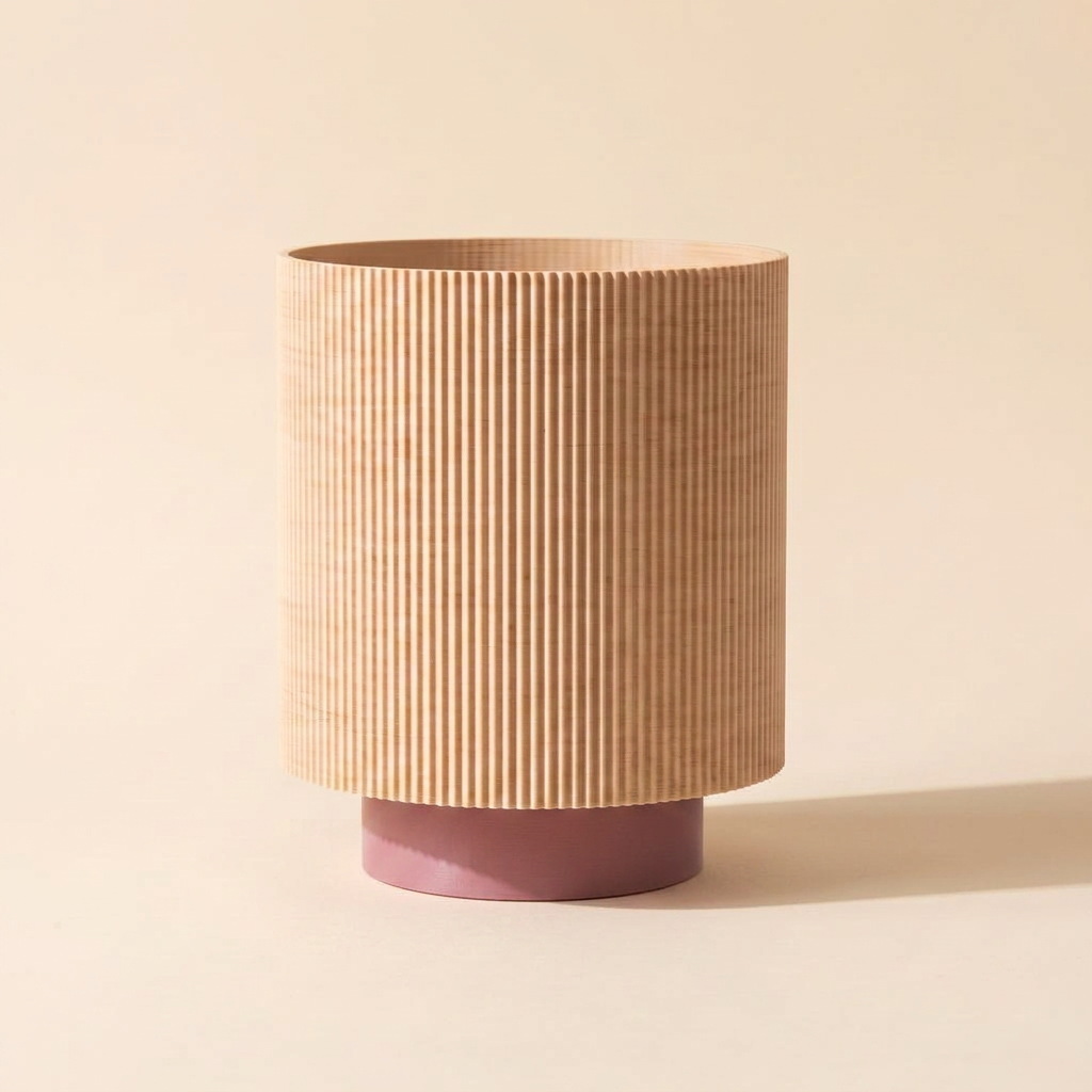 Niza Table Lamp — Natural Wood shade, Morandi Purple base