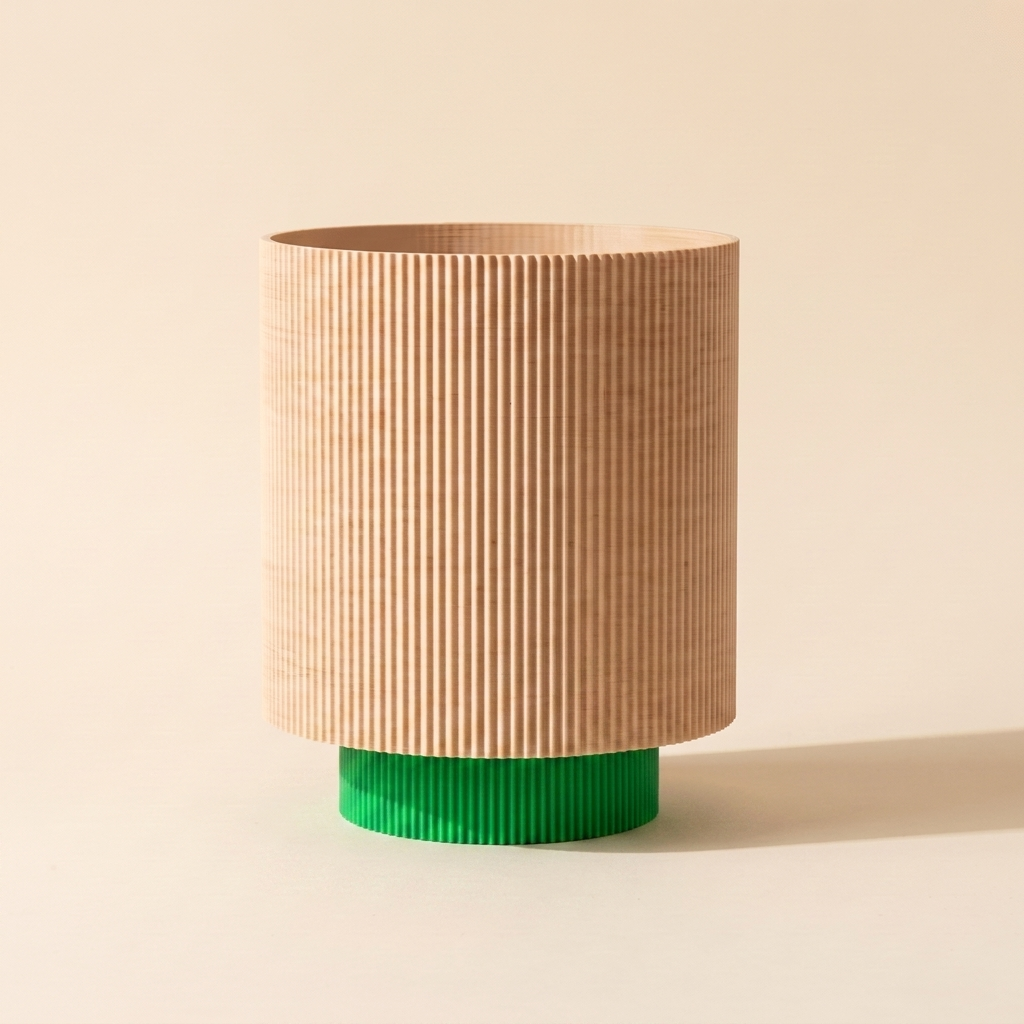 Niza Table Lamp — Natural Wood shade, Green base