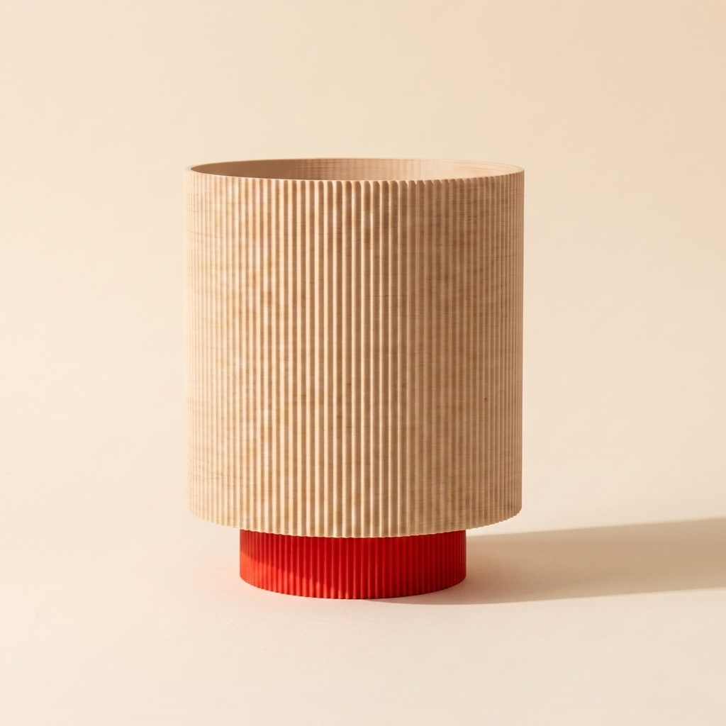 Niza Table Lamp — Natural Wood shade, Red base