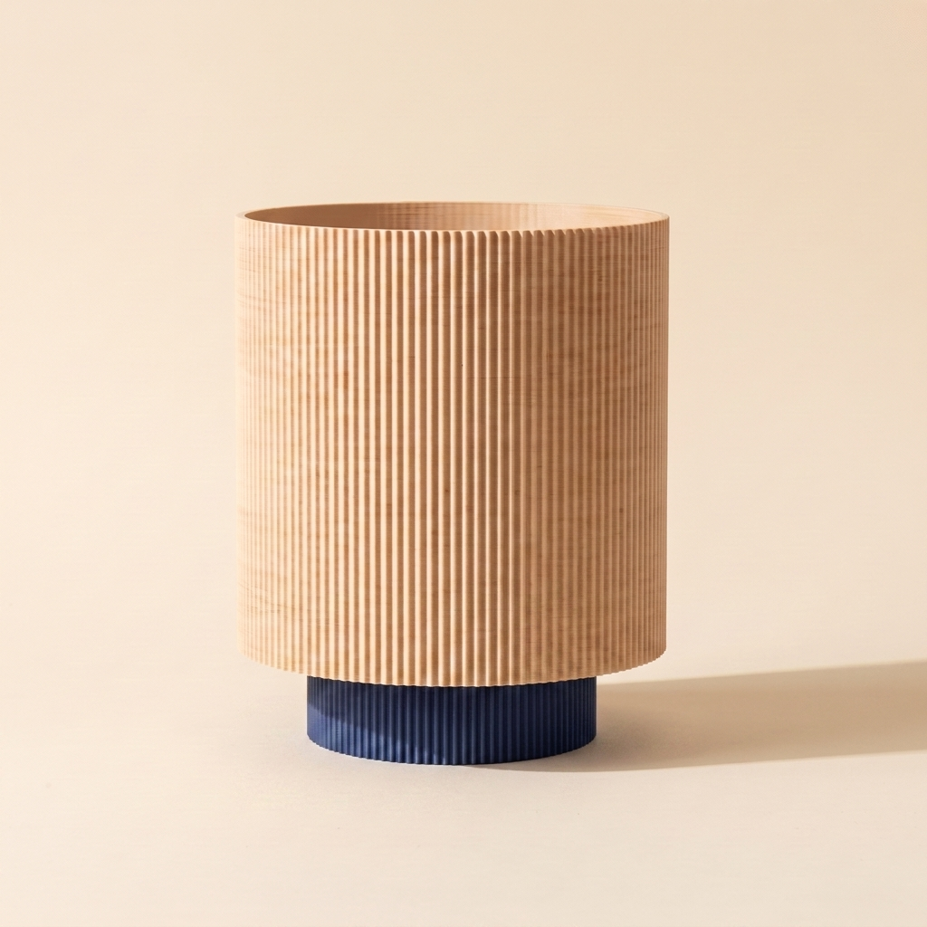 Niza Table Lamp — Natural Wood shade, Navy base